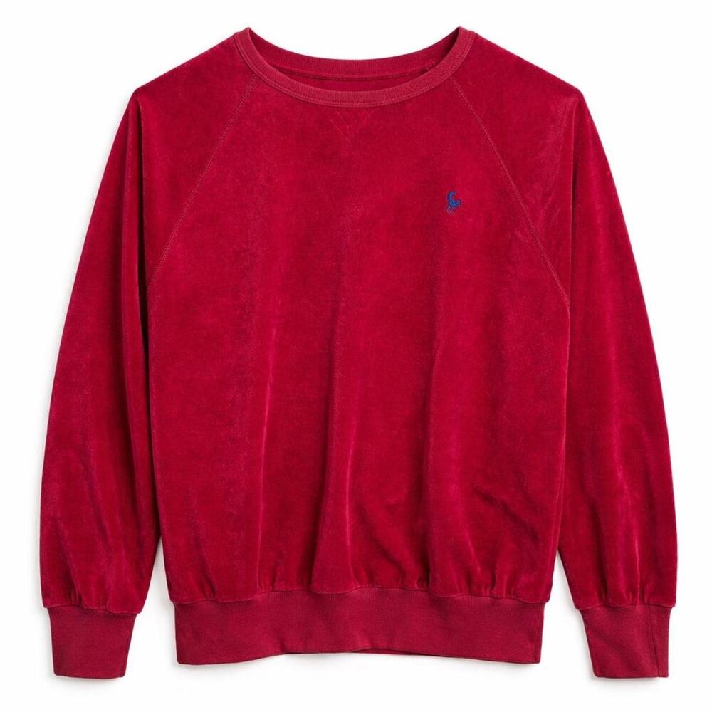 90s minimalist cbk velvet sweatshirt crewneck hot pink horse‎ embroidery preppy